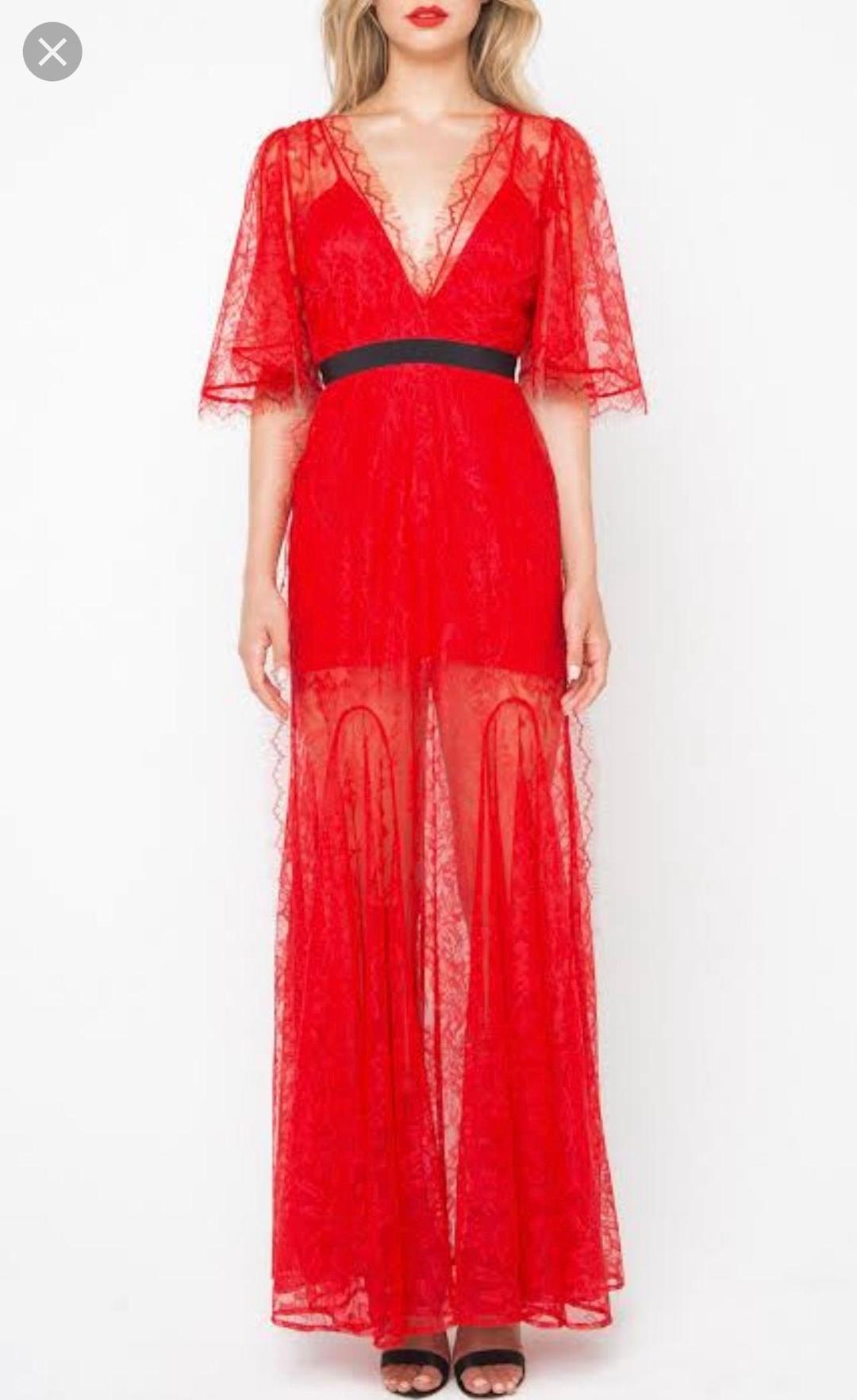 Alice McCall Look Good Feel Good Red Lace Gown Size 6 for rent on The Volte - main image