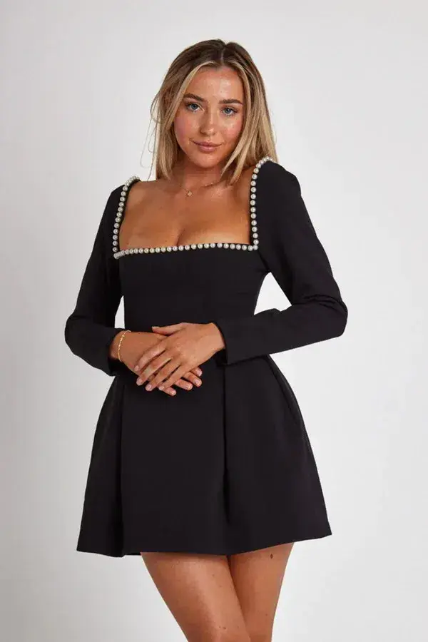Odd Muse Pearl Mini Dress Black Size S / AU 8 - Image 2