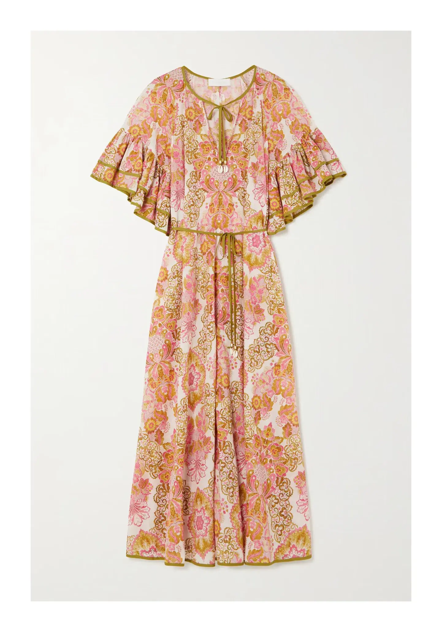 Zimmermann Laurel Tie Detailed Cotton Voile Maxi Dress Floral Size 2 / Au 12   - Image 3