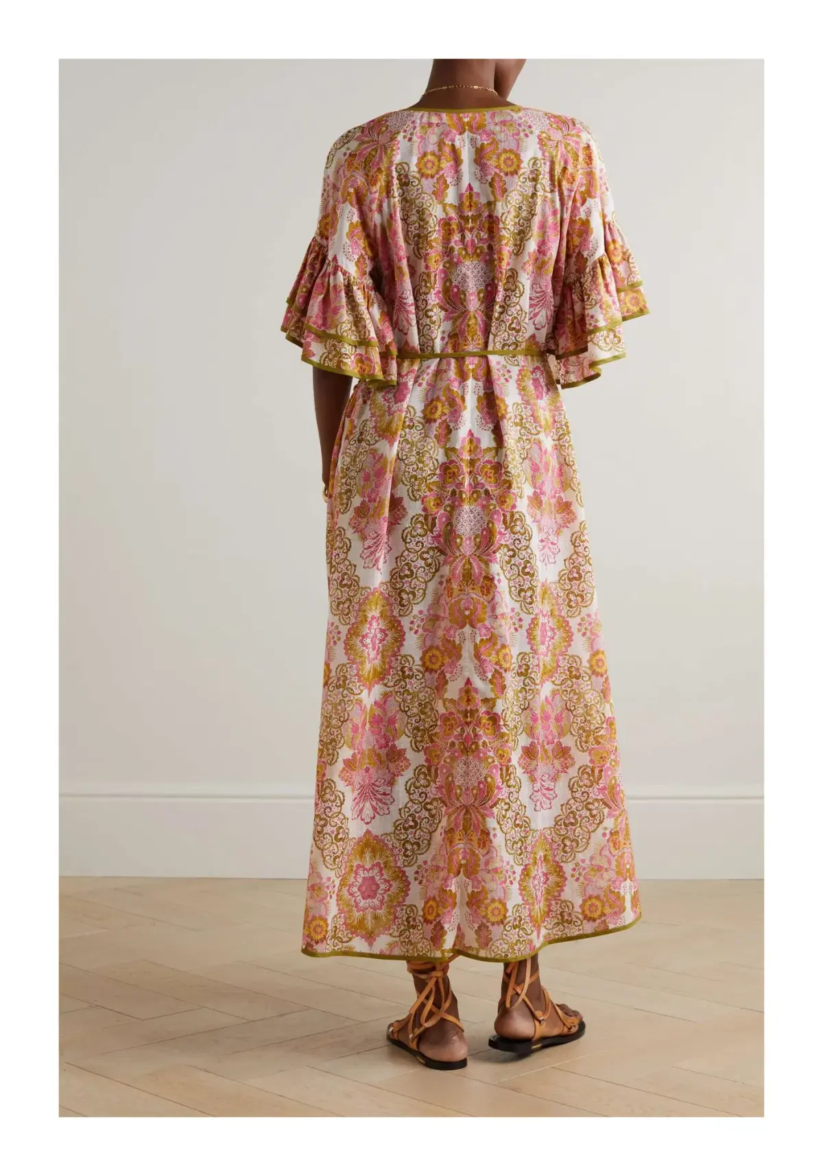 Zimmermann Laurel Tie Detailed Cotton Voile Maxi Dress Floral Size 2 / Au 12   - Image 2