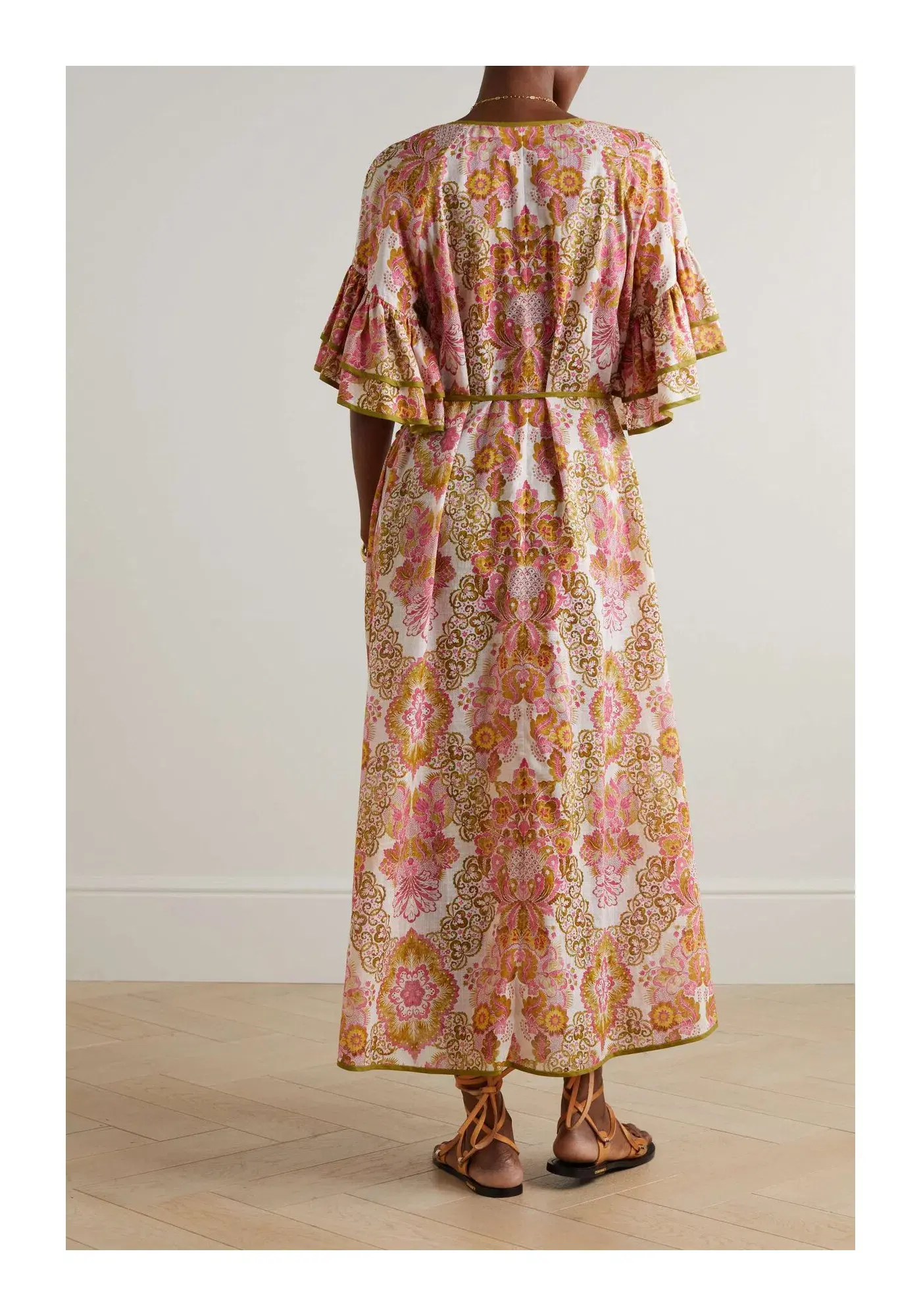 Zimmermann Laurel Tie Detailed Cotton Voile Maxi Dress Floral Size 2 / Au 12   - Image 2