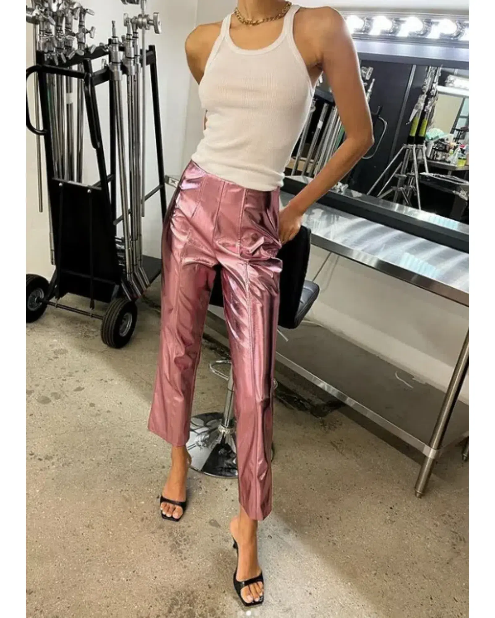 Song of Style Masha Pant Metallic Pink Size AU 8 - Image 3