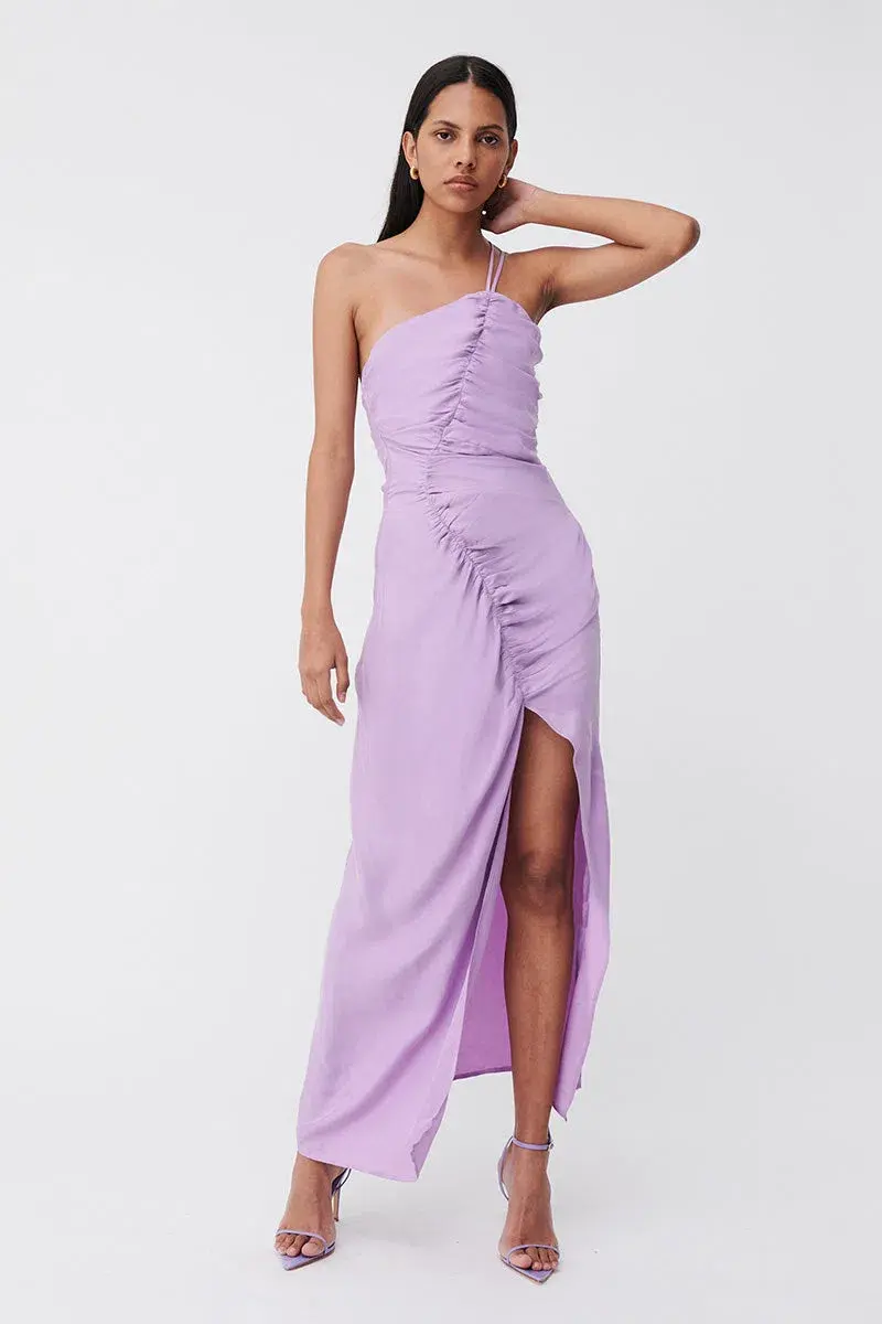 Suboo Andy Asymmetric Ruched Slip Dress Lavander Size S/AU 8 - Image 2
