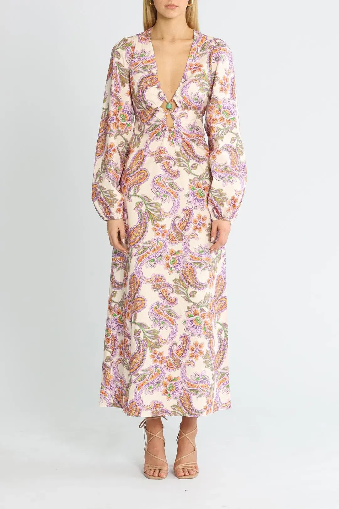 Suboo Sienna Long Sleeve Keyhole Front Maxi Dress Multi Size 14 - Image 1