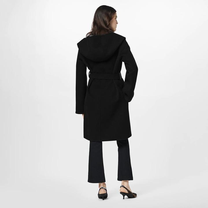Louis Vuitton Hooded Wrap Coat Black Size AU 8 for rent on The Volte - main image