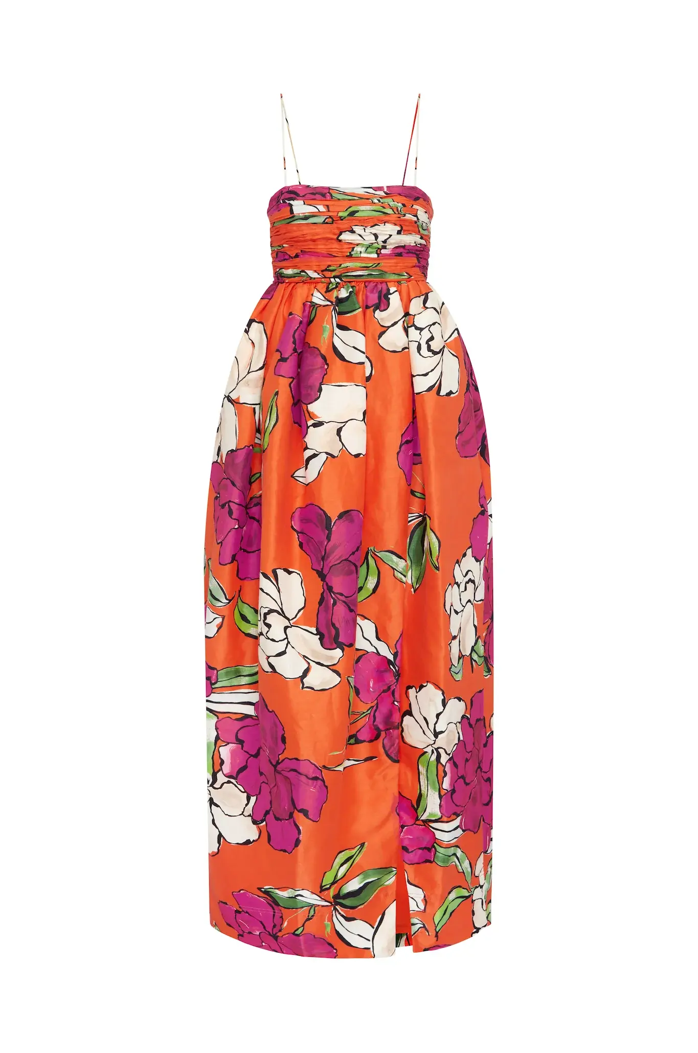 Aje Monument Tulip Vivid Camellia Maxi Dress Orange Floral Linen Size AU 6 - Image 5