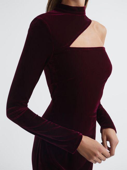 Reiss Tatiana Velvet Cut-out Shoulder Dress Black Size AU 6 for rent on The Volte - main image