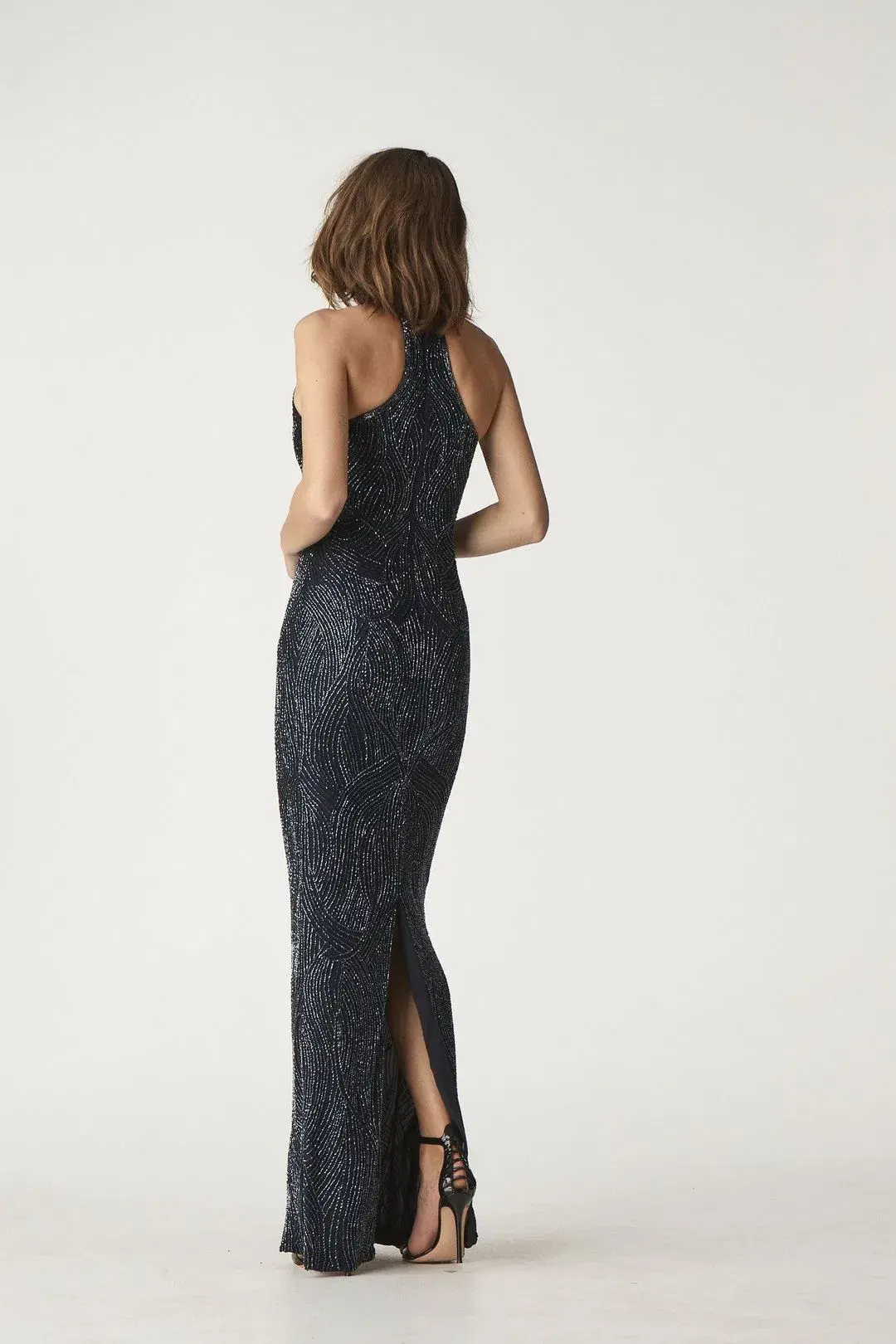 Rachel Gilbert Hand Embellished Carrie Gown Midnight Black Size AU 6 - Image 2