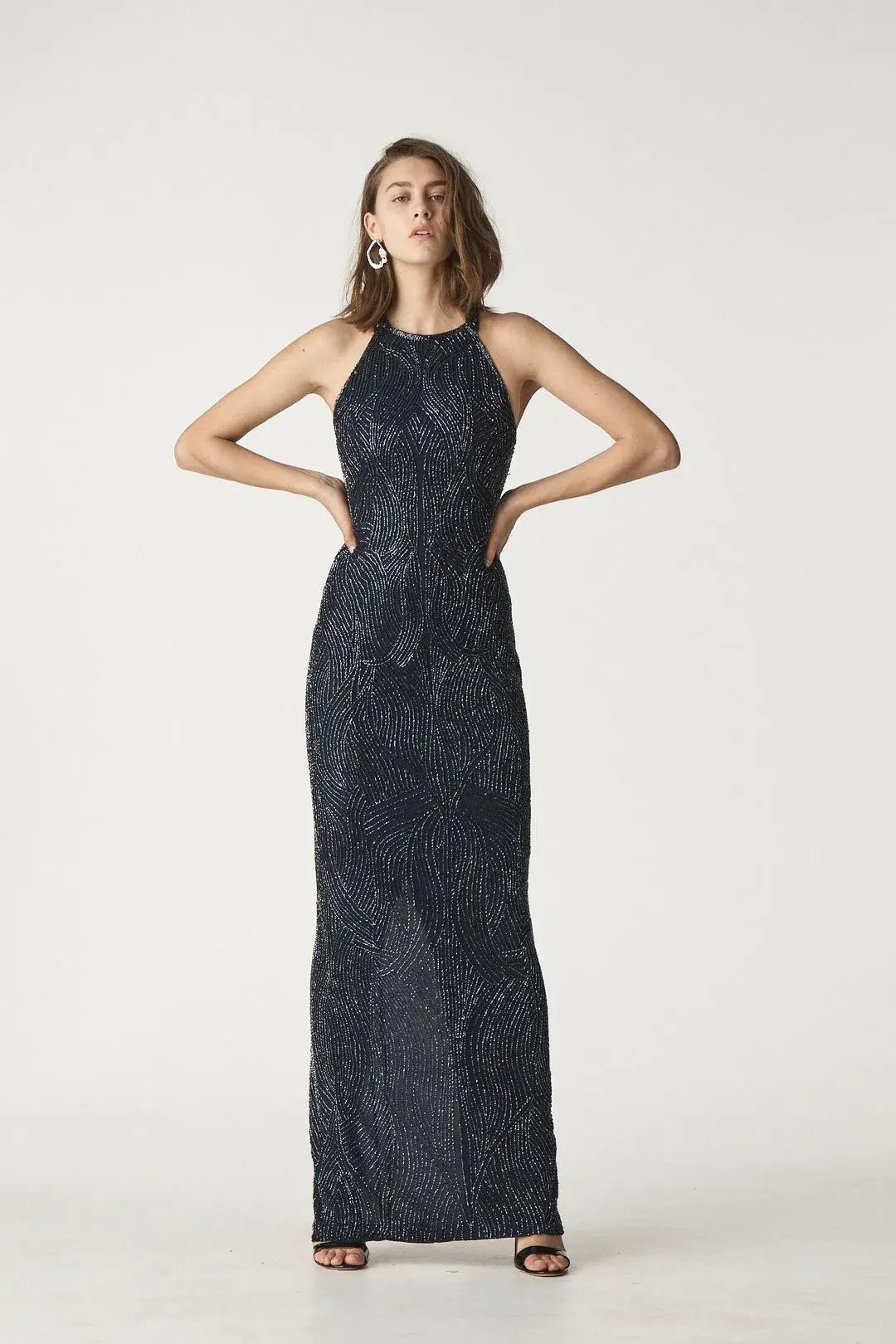 Rachel Gilbert Hand Embellished Carrie Gown Midnight Black Size AU 6 - Image 1