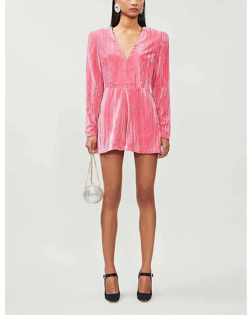 Rotate By Birger Christensen Adelina Velvet Playsuit Pink Size AU 8 - Image 1