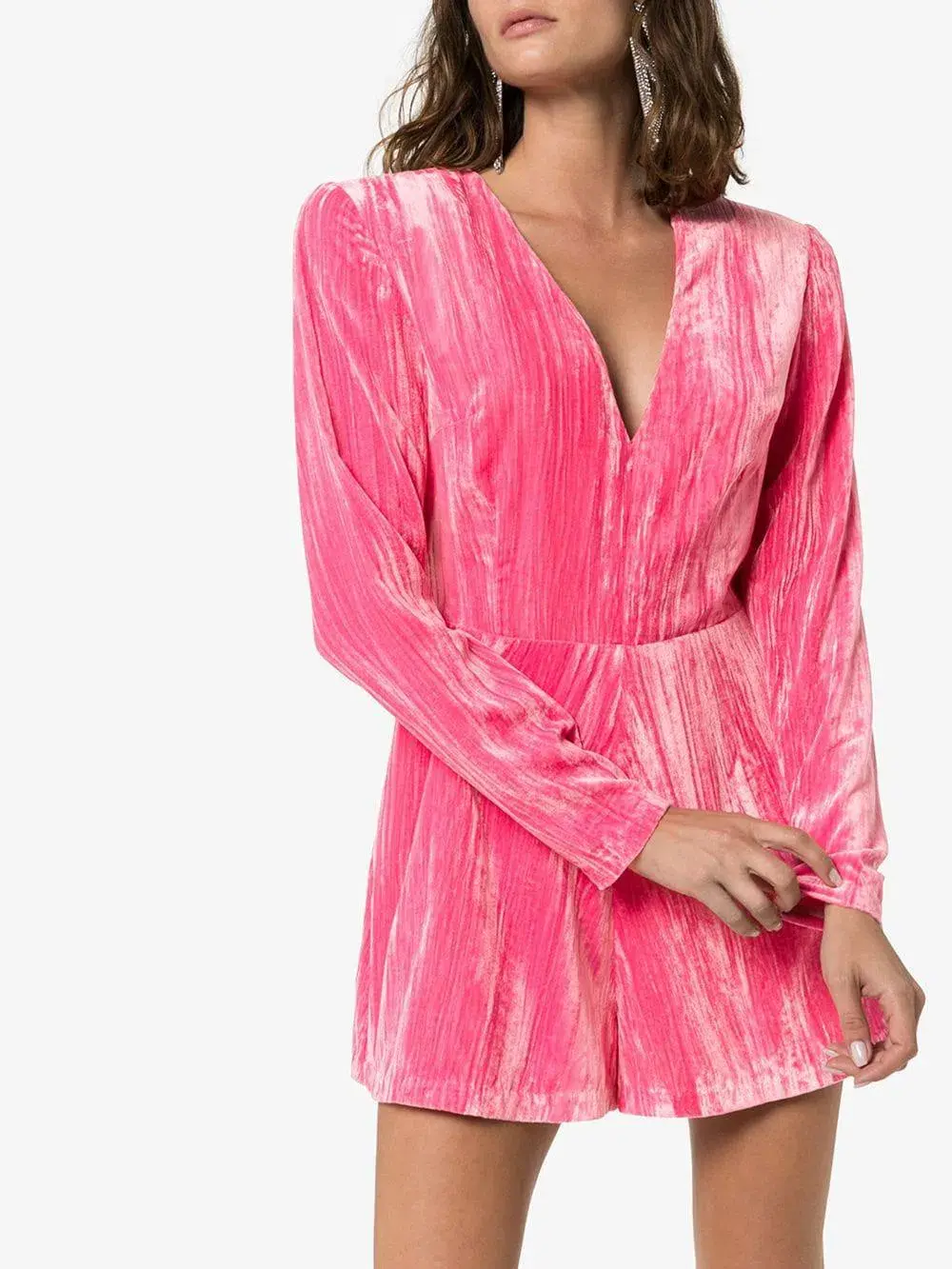 Rotate By Birger Christensen Adelina Velvet Playsuit Pink Size AU 8 - Image 2