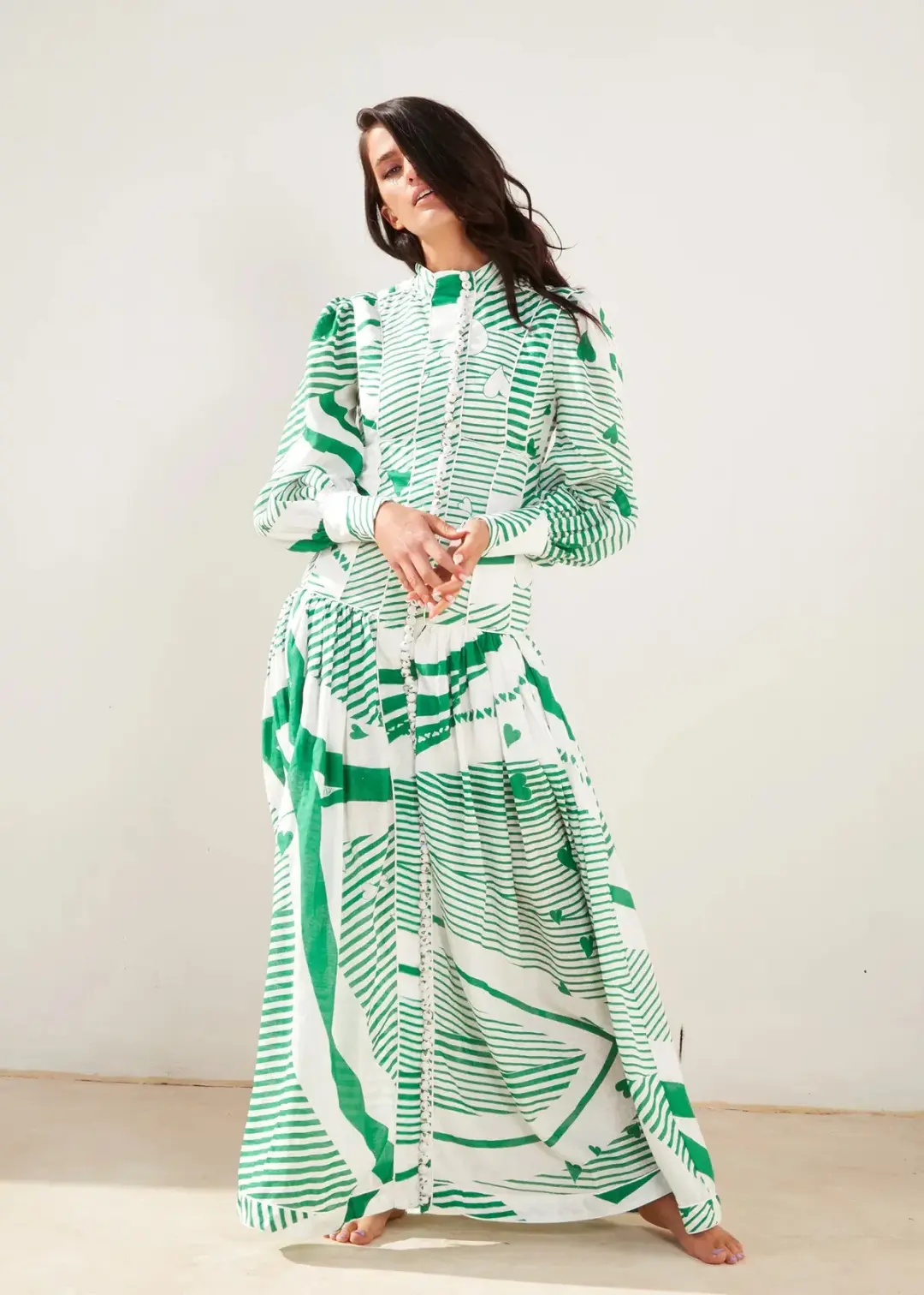 Mackenzie Mode Button Me Up Maxi Dress Green With Envy Size 14 for rent on The Volte - main image
