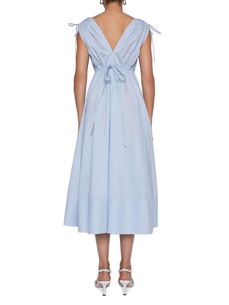Scanlan Theodore Parachute Cotton Drawstring Midi Dress Light Tinted Blue Size 10 - Image 3