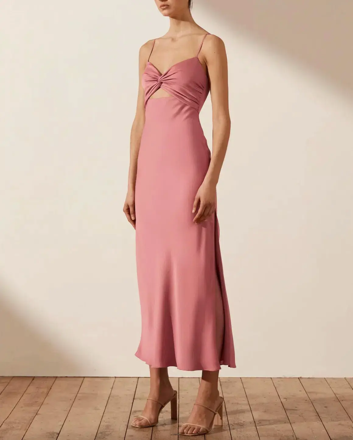 Shona Joy Luxe Twist Front Sleeveless Midi Dress Pink Size 10 - Image 2