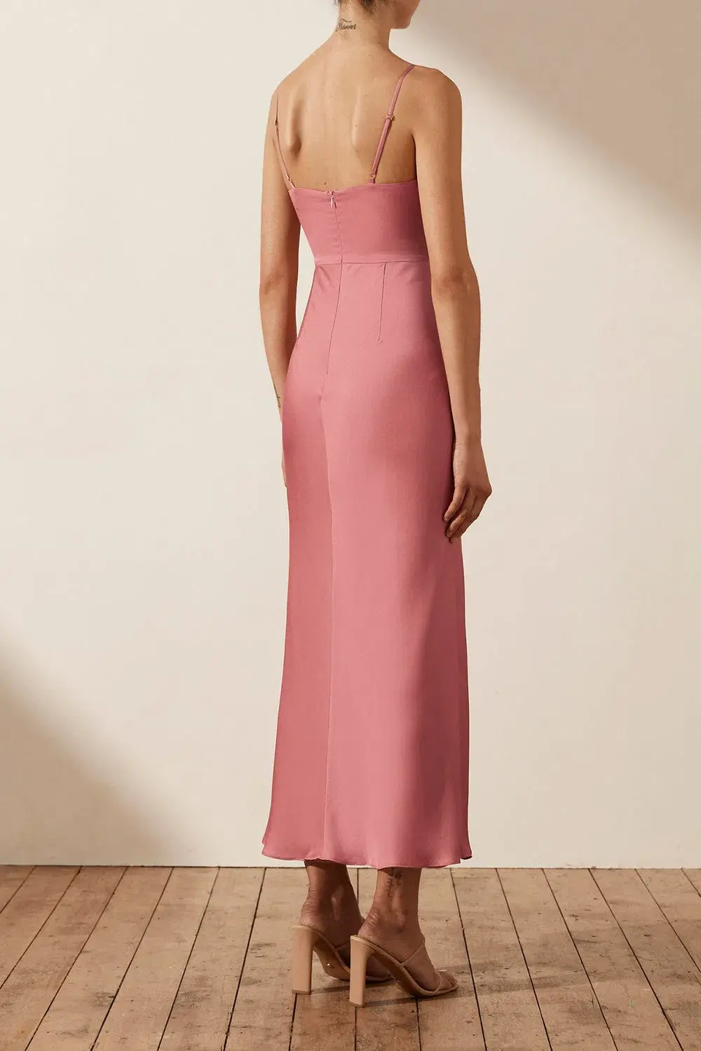 Shona Joy Luxe Twist Front Sleeveless Midi Dress Pink Size 10 - Image 4