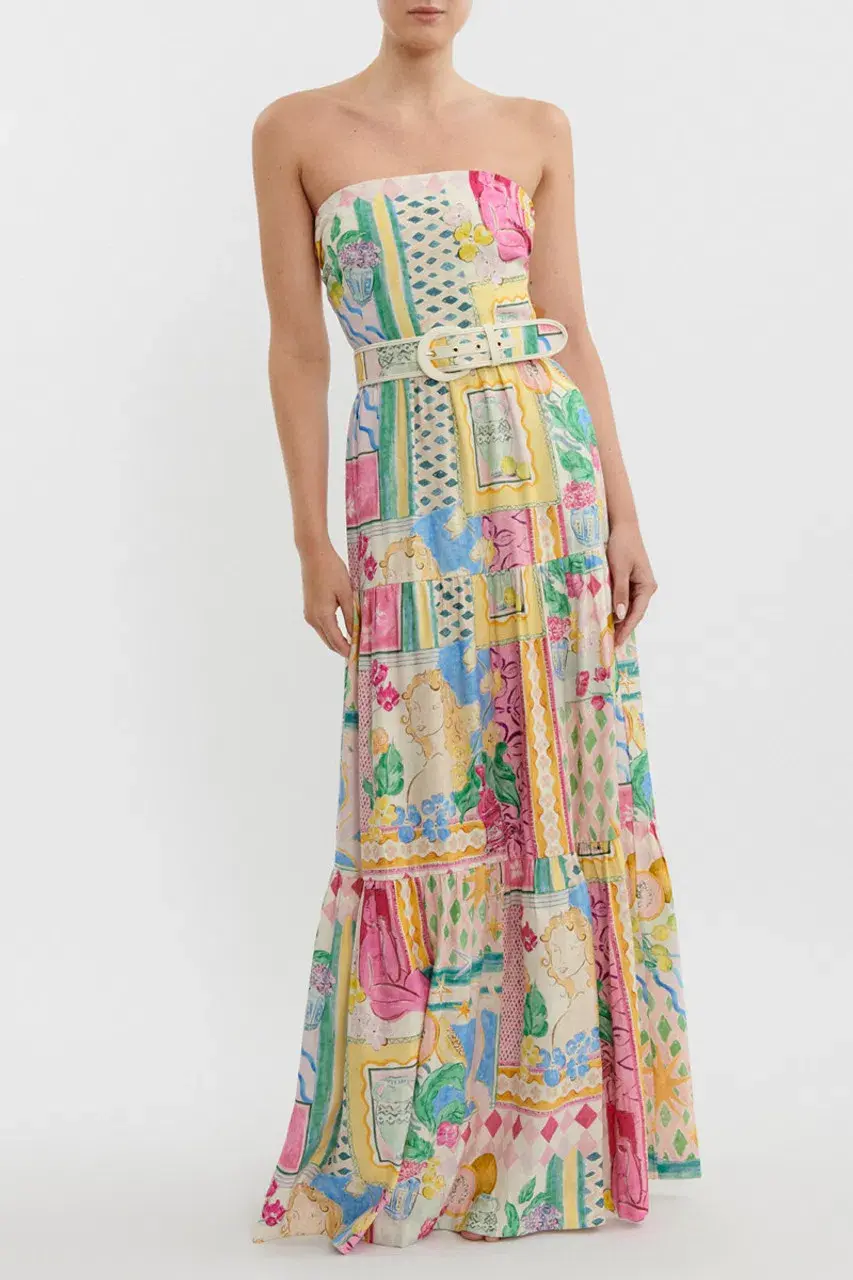 Rebecca Vallance Le Mur Rose Maxi Dress Print Size 10 - Image 1