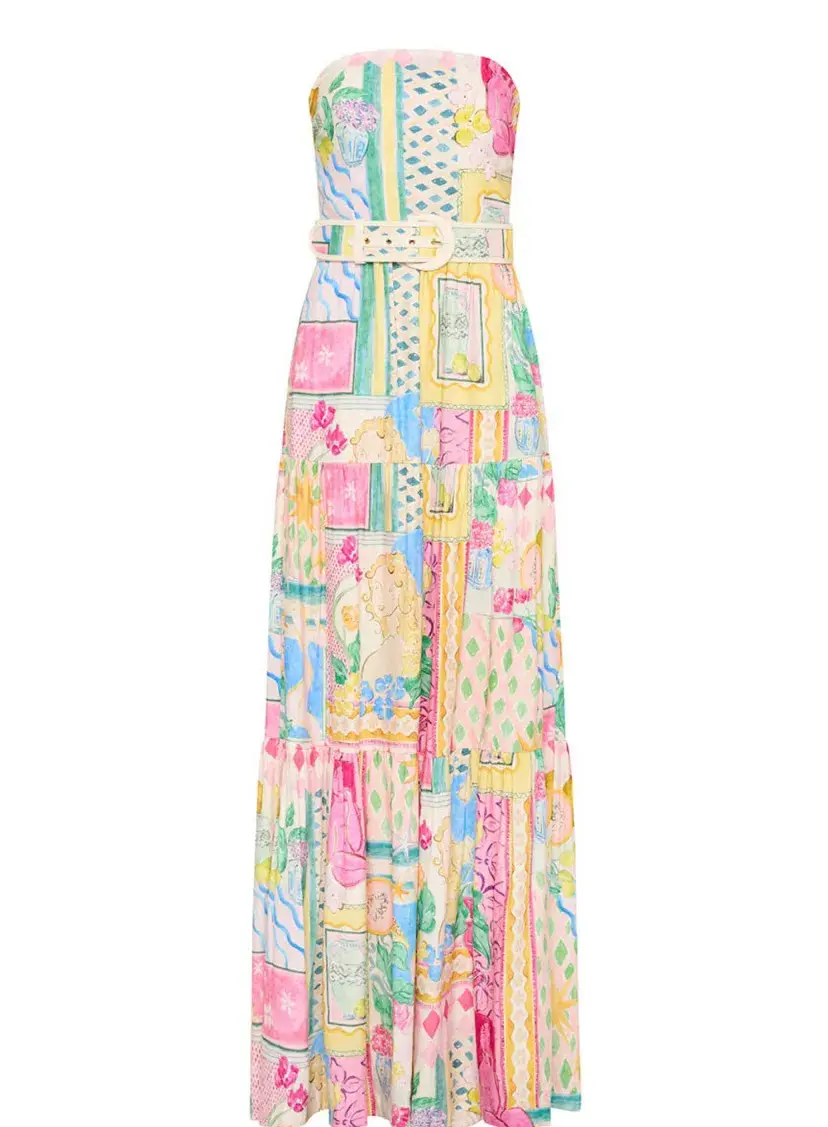 Rebecca Vallance Le Mur Rose Maxi Dress Print Size 10 - Image 3