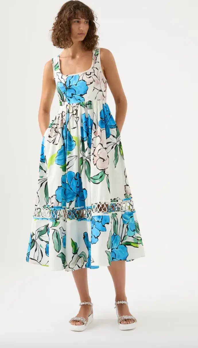 Aje Erika Cut Out Midi Dress Floral Size 8 - Image 1
