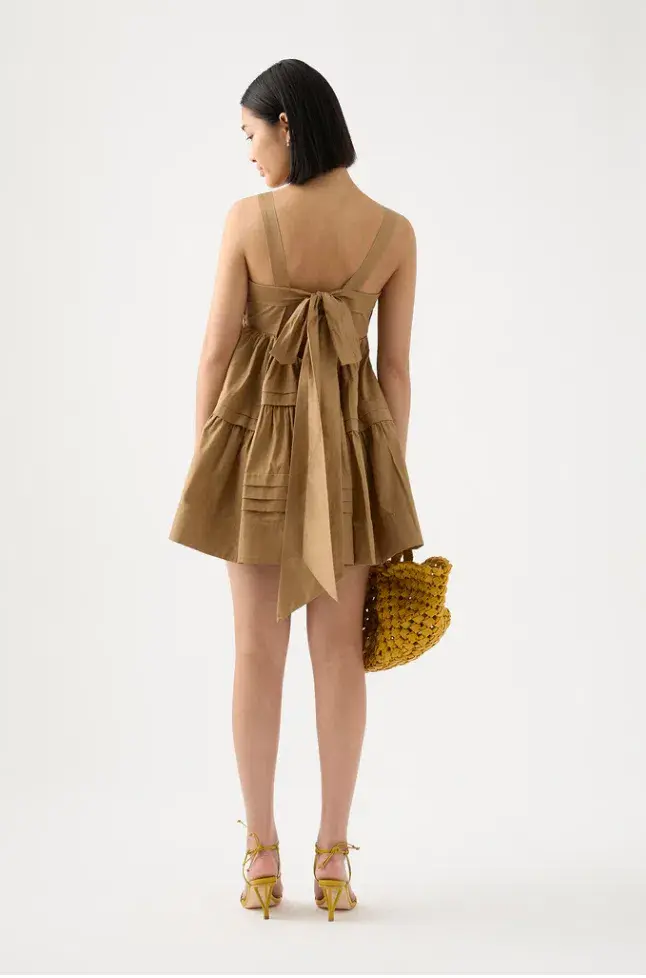 Aje Sight Bow Mini Dress Brown Size 10 - Image 3