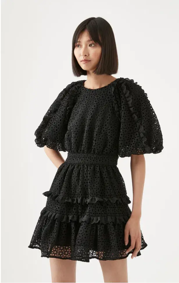 Aje Aveline Broderie Mini Dress Black Size 8 - Image 2
