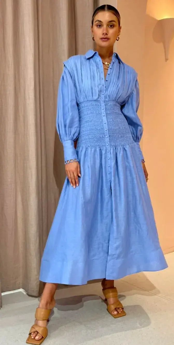 Saint Armont Contre Moi Maxi Shirt Dress Blue Size 6 - Image 1