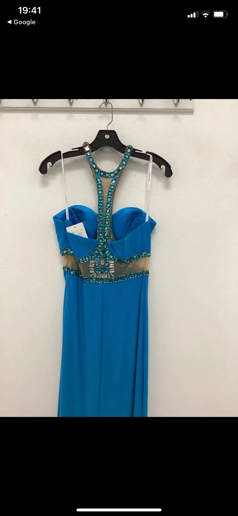 Sherri Hill 50339 Blue Beaded Size 8 - Image 2