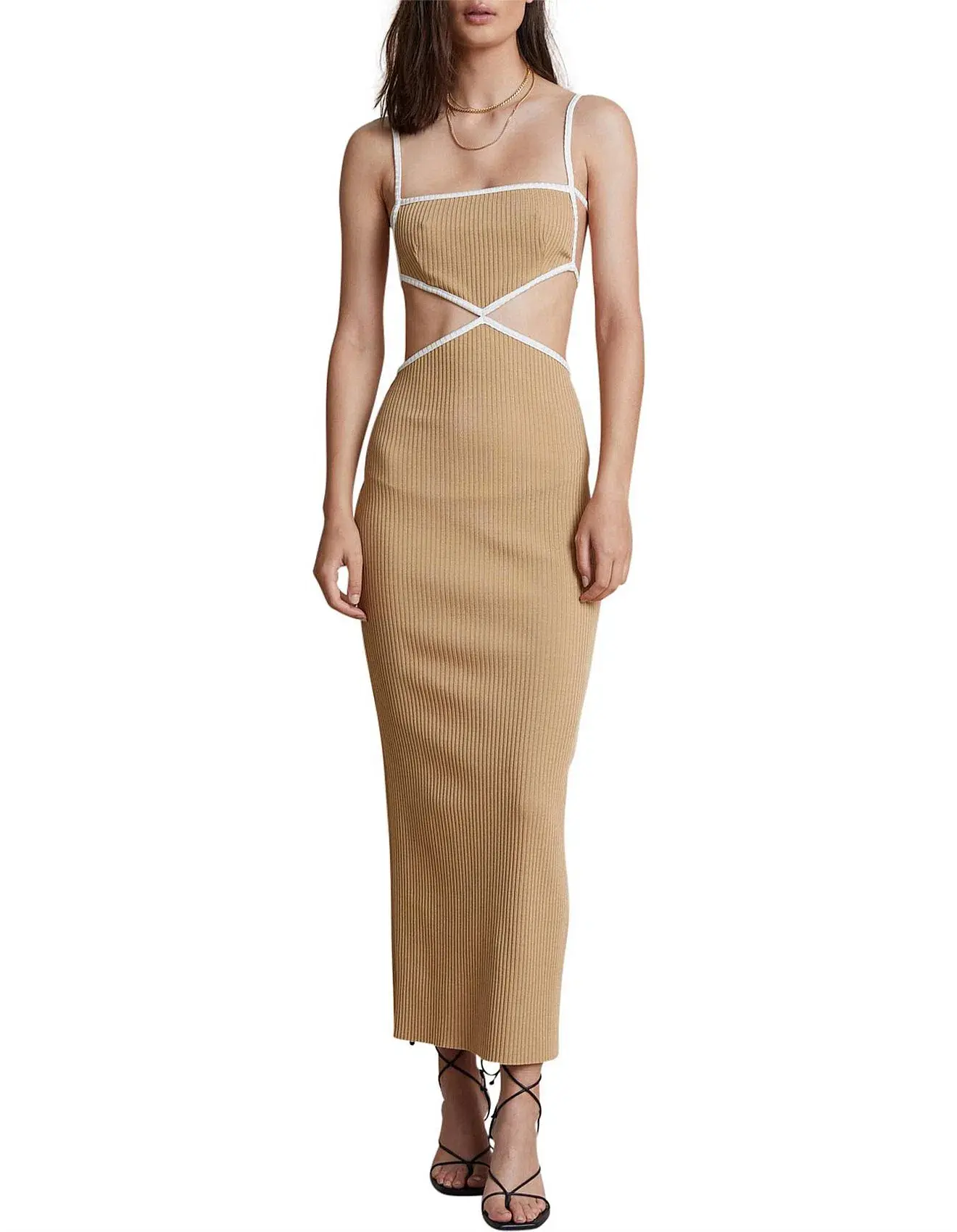 Bec and Bridge Coyote Midi Dress Camel Beige Size 6 - Image 4