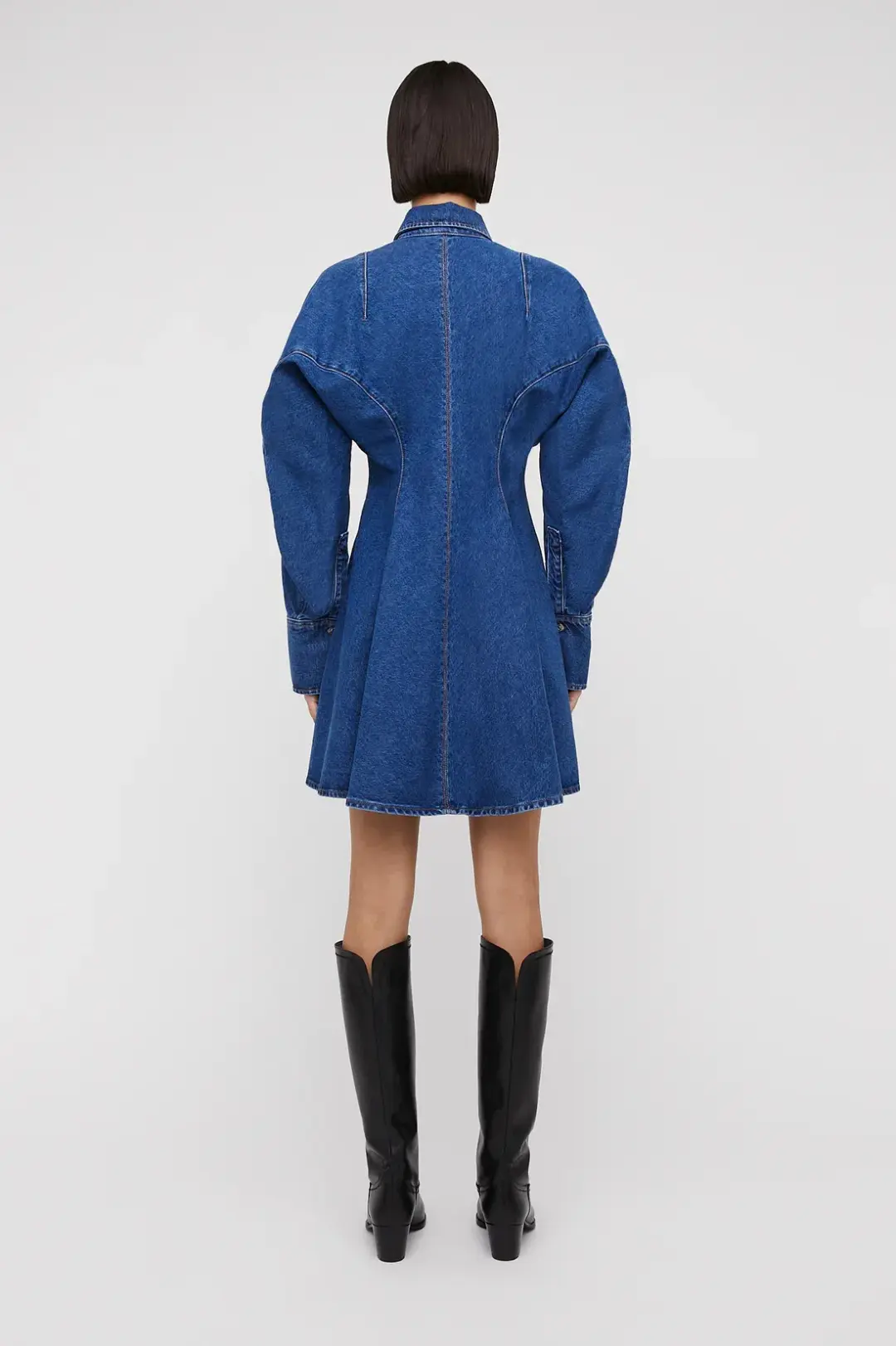 Scanlan Theodore Denim Cocoon Sleeve Mini Dress Blue Size AU 10 for rent on The Volte - main image