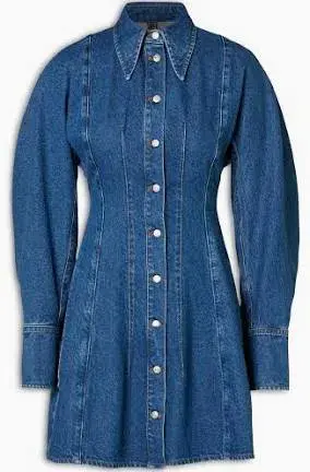 Scanlan Theodore Denim Cocoon Sleeve Mini Dress Blue Size AU 10 for rent on The Volte - main image