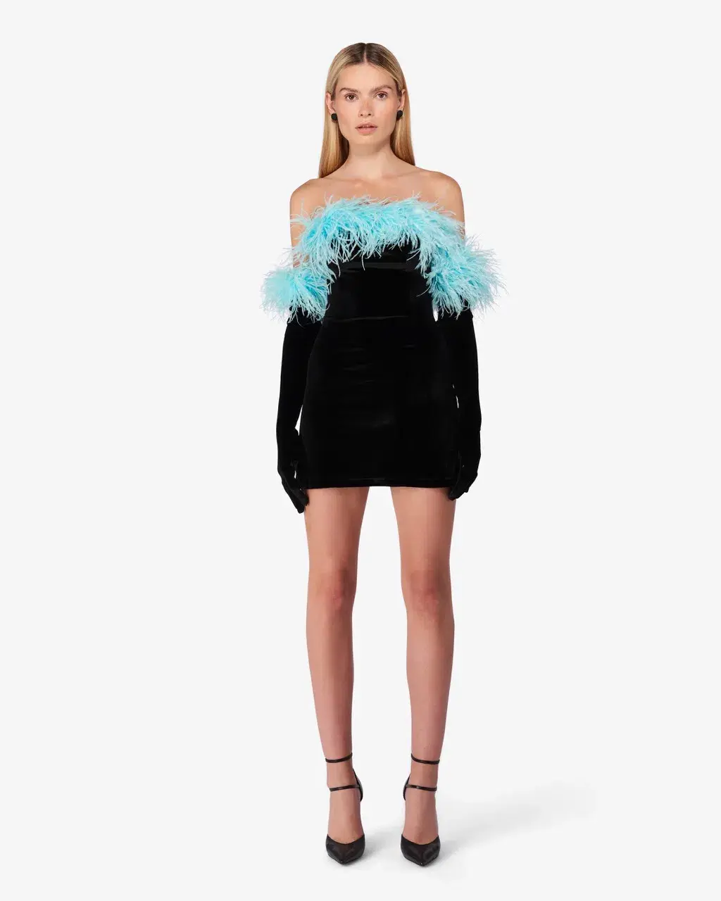 Miscreants Cupid Dress & Gloves With Feathers Black Size AU 6 - Image 1