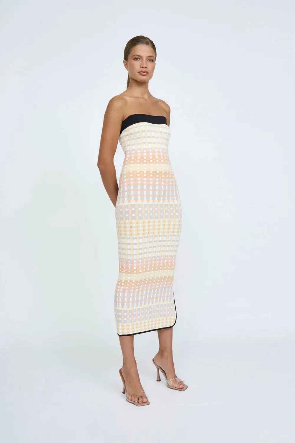 By Johnny Gia Geo Knit Midi Dress Multi Size AU 10 - Image 1