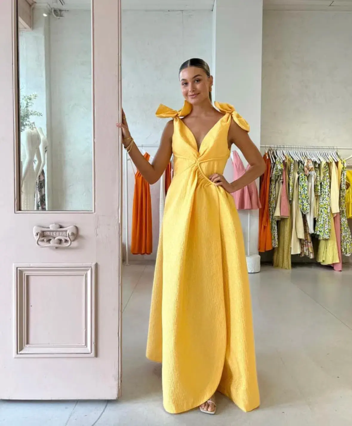 Rachel Gilbert Emiliano Gown Yellow Size AU 8 - Image 5