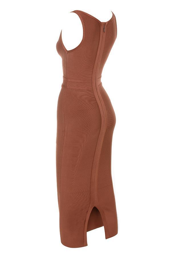 House of CB Feray Midi Dress Rust Size 8 for rent on The Volte - main image
