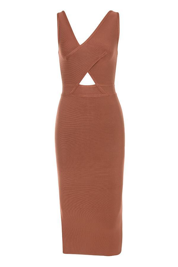 House of CB Feray Midi Dress Rust Size 8 for rent on The Volte - main image