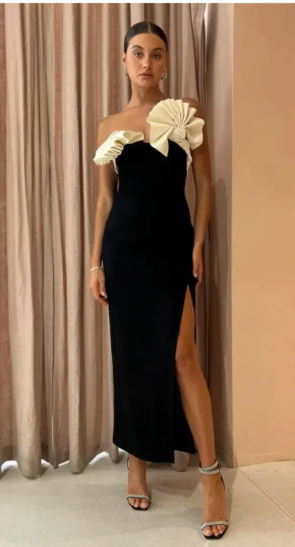 Rachel Gilbert Lavina Midi Dress Black Size AU 10 - Image 1
