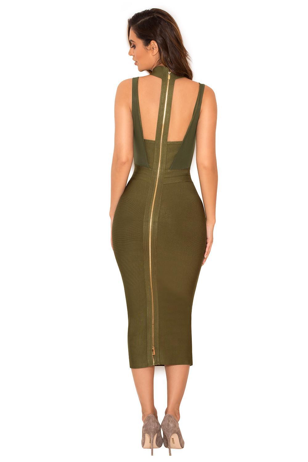 House of CB Caruso Midi Dress Green Size 8 for rent on The Volte - main image