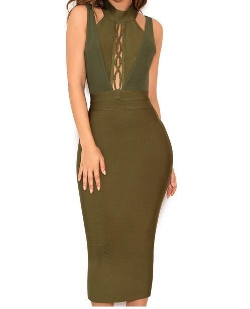 House of CB Caruso Midi Dress Green Size 8 for rent on The Volte - main image
