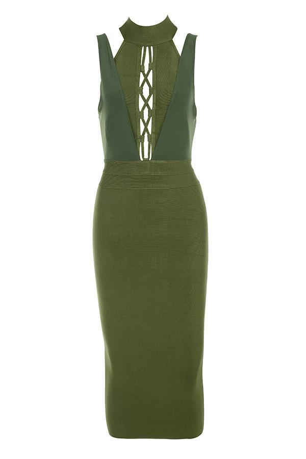 House of CB Caruso Midi Dress Green Size 8 for rent on The Volte - main image