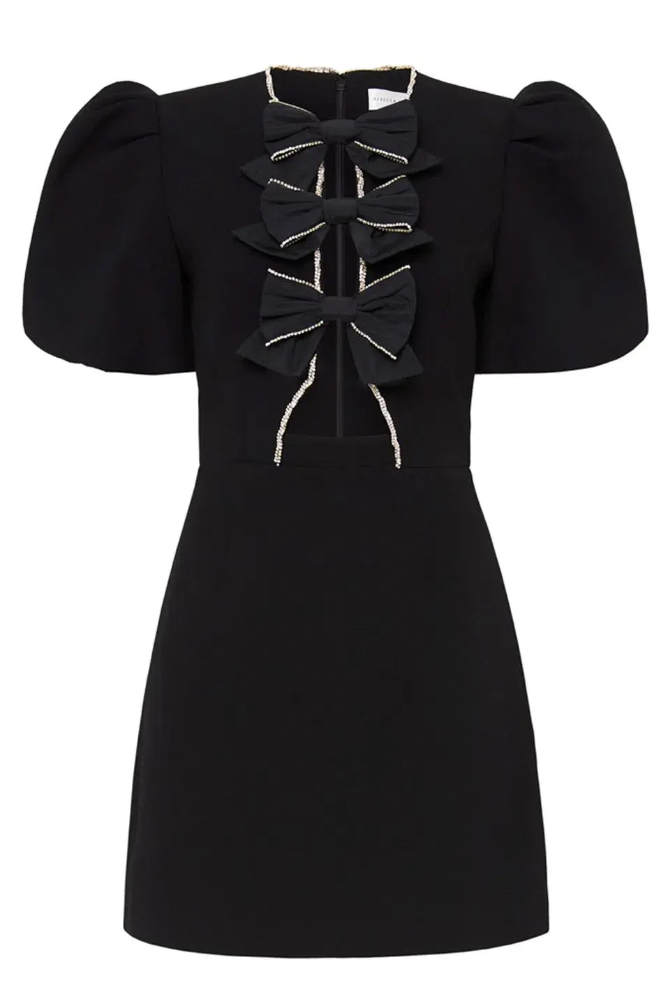 Rebecca Valance Katie Bow Mini Dress (black, size 8) - Image 1