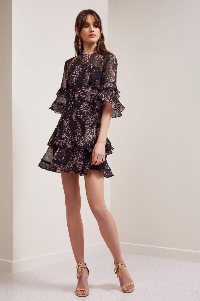 Keepsake Light Up Mini Dress in Black Wildflower Floral  Size 6 - Image 1