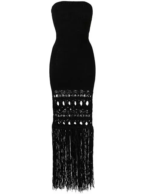 Christopher Esber Strapless Fringe Dress Black Size 8  - Image 3