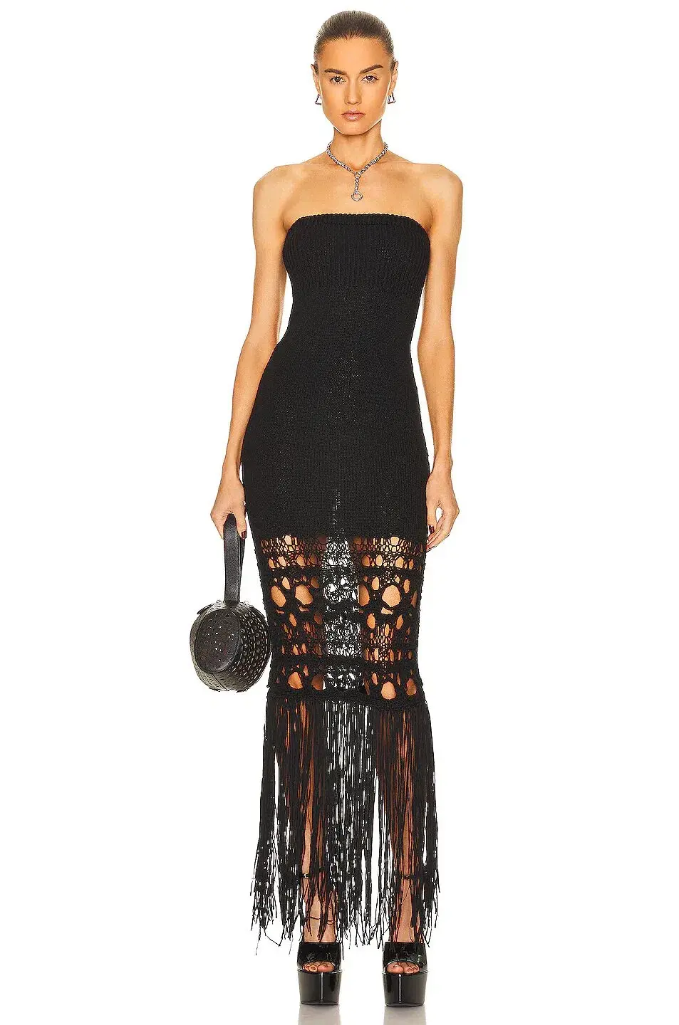 Christopher Esber Strapless Fringe Dress Black Size 8  - Image 1