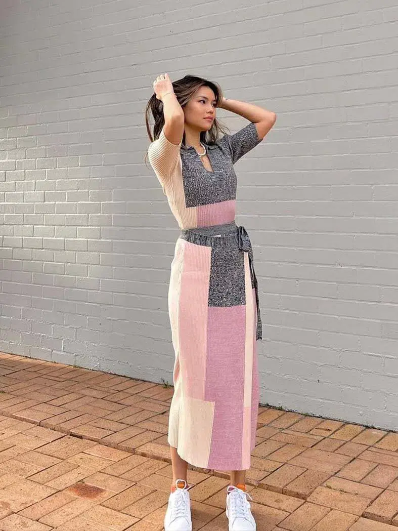 Keepsake Klara Knit Skirt and Top Set Patchwork Size 10 - Image 1