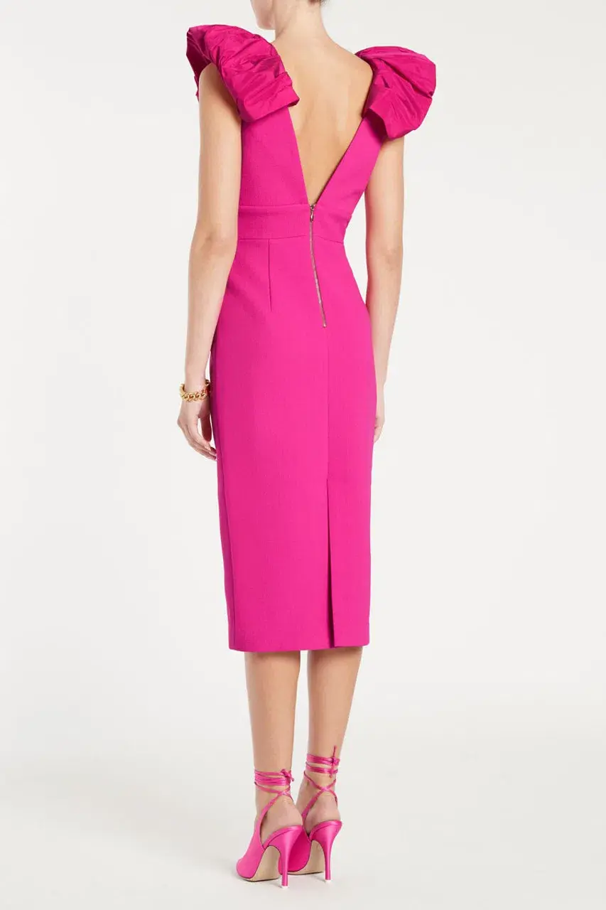 Rebecca Vallance Cupid's Bow Midi Dress Fuchsia Size AU 6  - Image 2