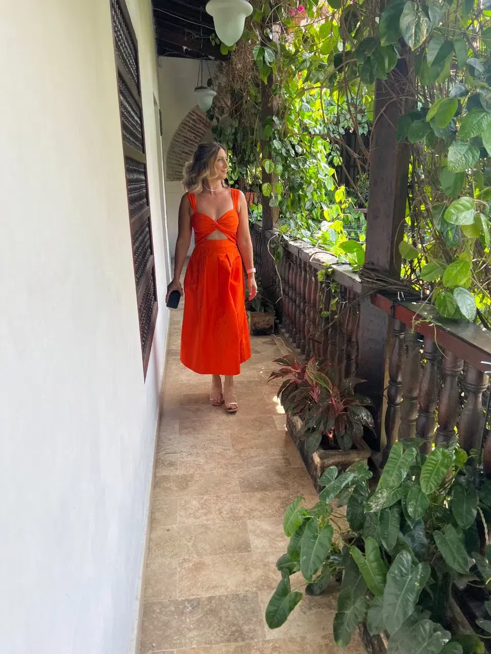Rebecca Vallance Carmelita Cut Out Midi Dress Orange Size 10 - Image 5