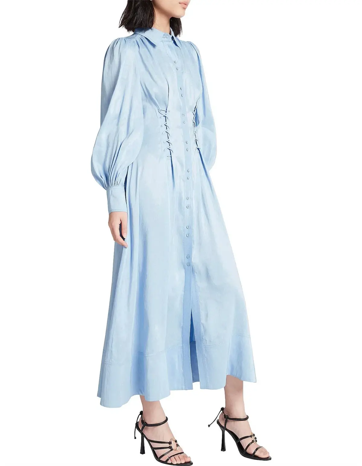 Aje Ephemera Lace Up Shirt Dress in Powder Blue Size 12 - Image 2