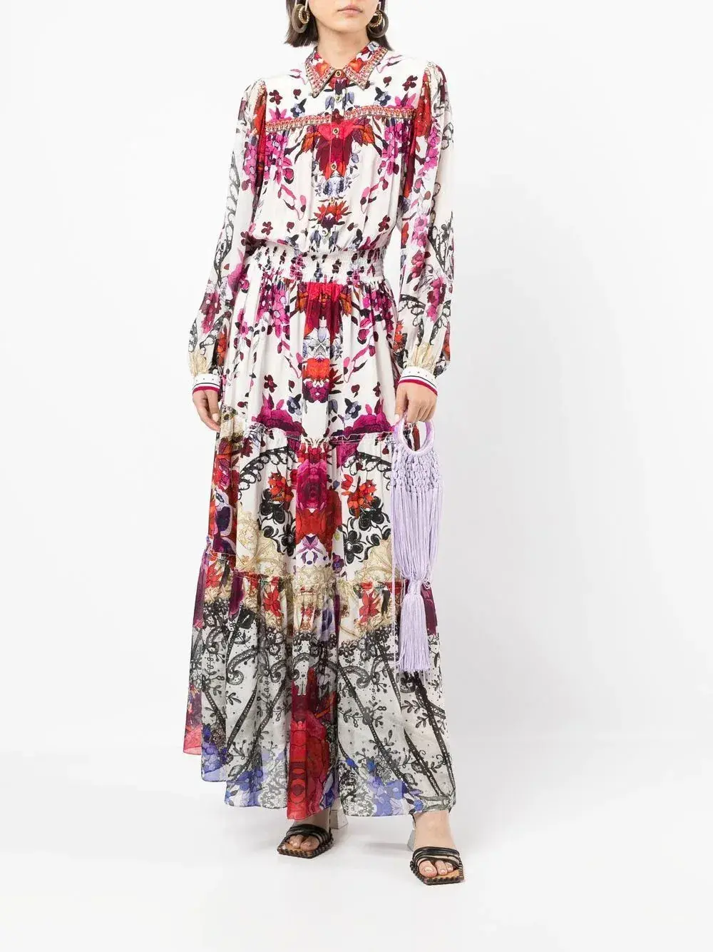 Camilla Button Through Tiered Dress Reign Of Roses Size L / Au 14 - Image 1