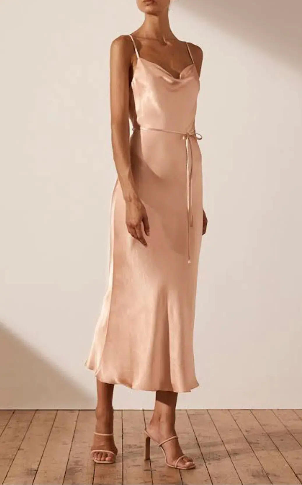 Shona Joy La Lune Bias Cowl Midi Dress Desert Rose Size 10 / M for rent on The Volte - main image