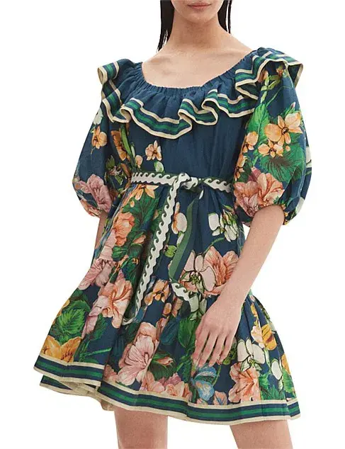 Alémais Lyla Frill Neck Mini Dress Floral Size 8  - Image 2