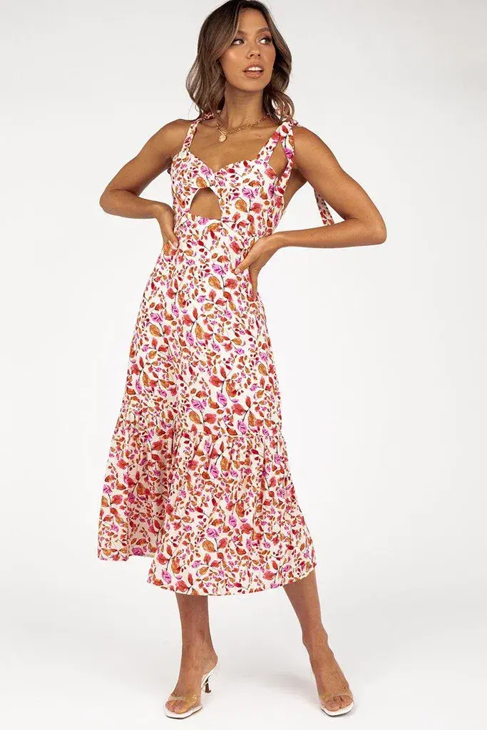 Dissh Paloma Sleeveless Midi Dress Floral Size 8 - Image 1